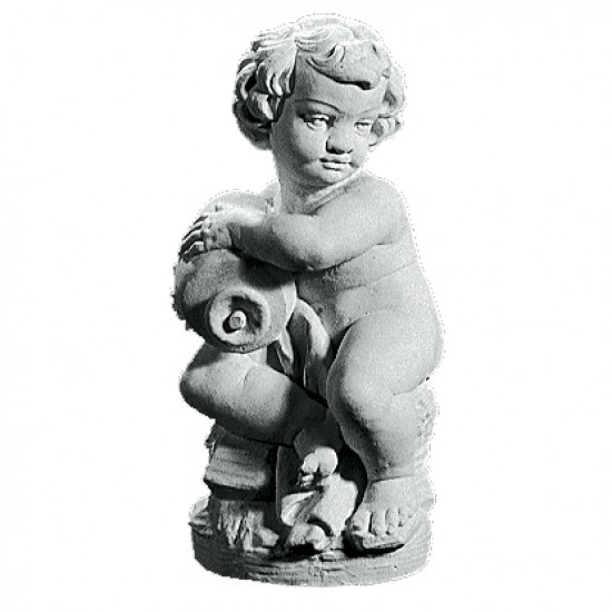 Springvandsfigur barn med vandkrukker i marmor