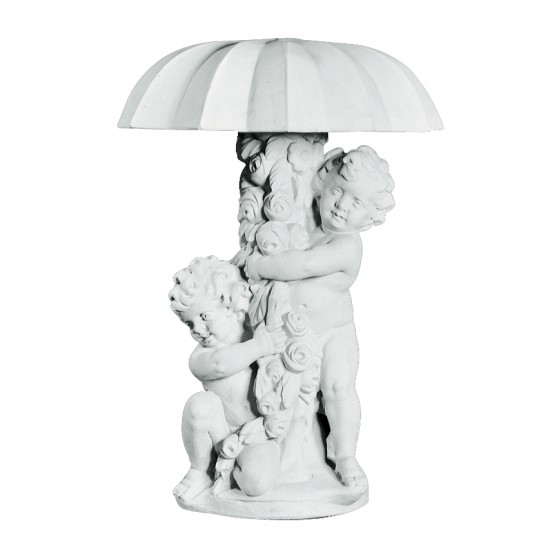 Springvandsfigur Børn med paraply i marmor