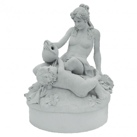 Springvandsfigur kvinde og barn i marmor