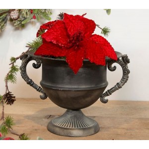 Blomster pokal i sort patineret metal 19x23cm Blomster pokal i sort patineret metal 19x23cm
