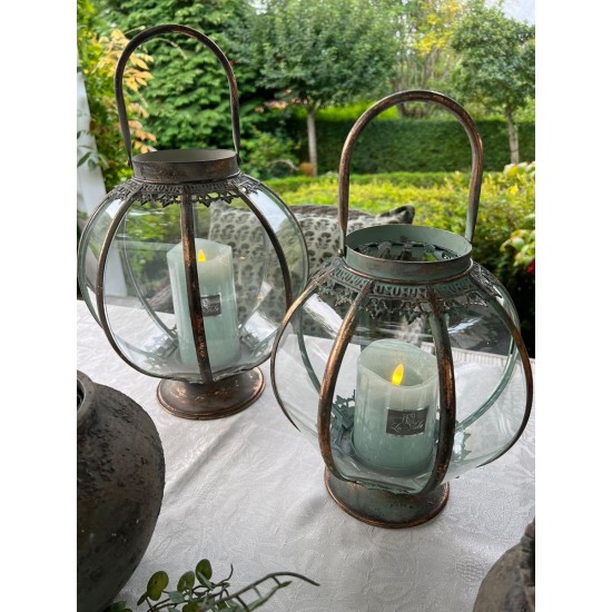 Stor Lanterne med buet glas 40x25 cm