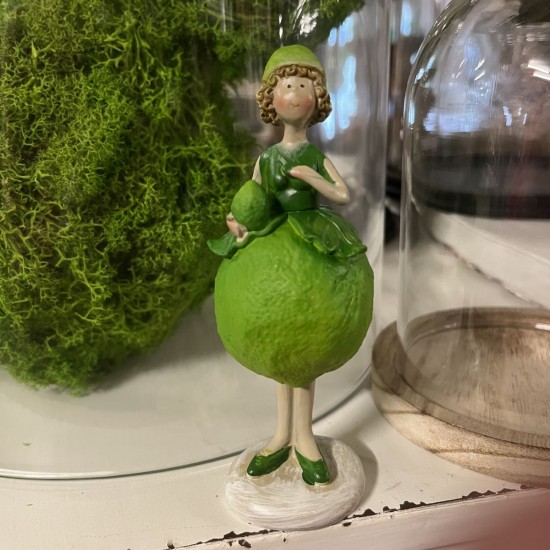Pige i lime kjole 13 cm