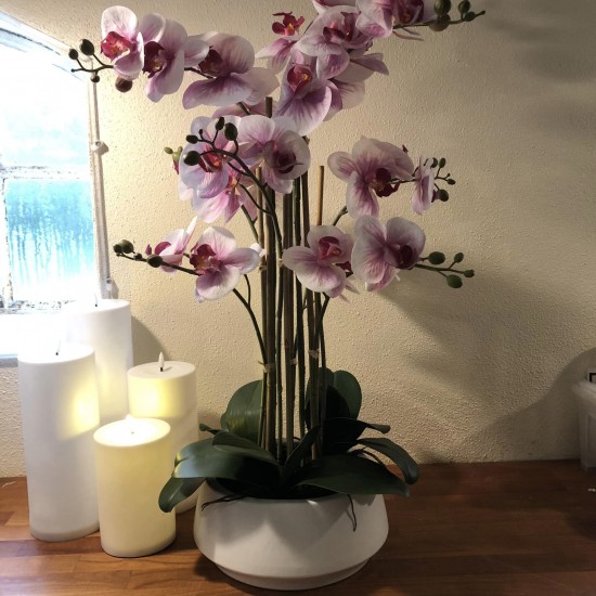 Stor kunstig Orkide 70 cm lyserød