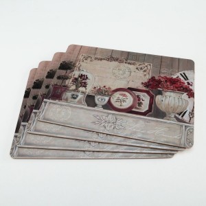 Dækkeserviet med kork flower sæt med 4 30x40cm