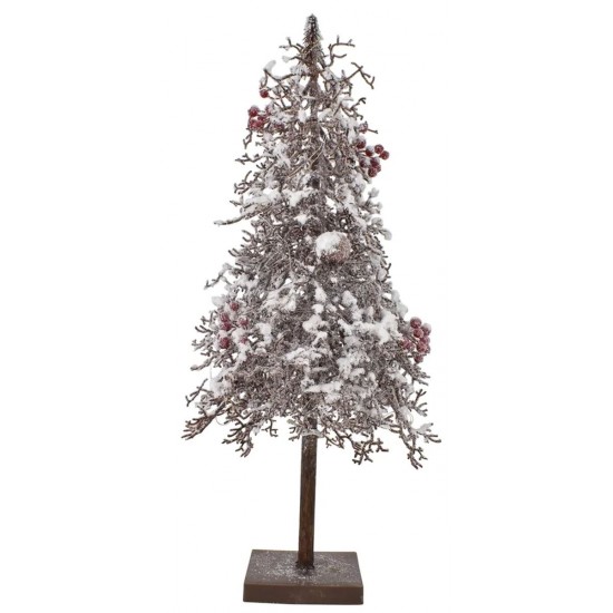 Kunstigt træ med sne og kogler LED lys H52cm