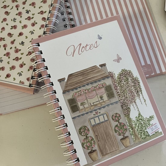 Notesbog lyserød La vie en rose 21cm