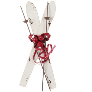 Juleski patineret hvid metal 40 cm - Klaus family Juleski patineret hvid metal 40 cm - Klaus family