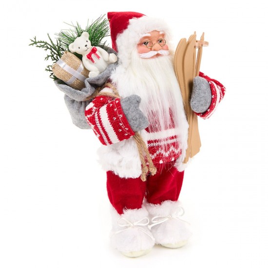 Julemand Med Ski Og Sæk 30 cm - Christmas carol