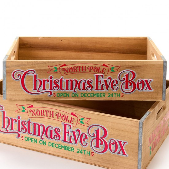Trækasse med tekst Christmas eve box 46x30 - Christmas carol