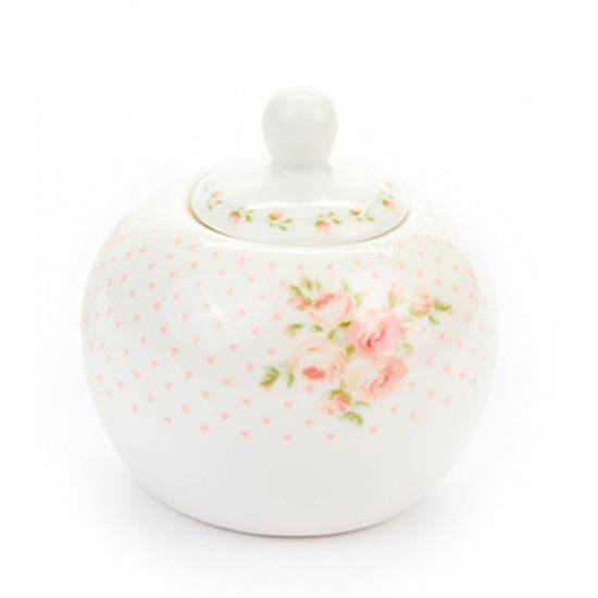 Sukkerskål porcelæn blomst på front annette 270 ml Sukkerskål porcelæn blomst på front annette 270 ml