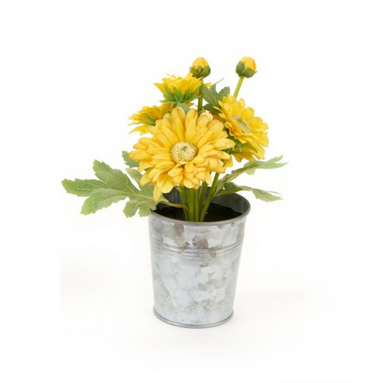 Blomst i krukke Gerbera gul Clarissa 22 cm -kunstig blomst