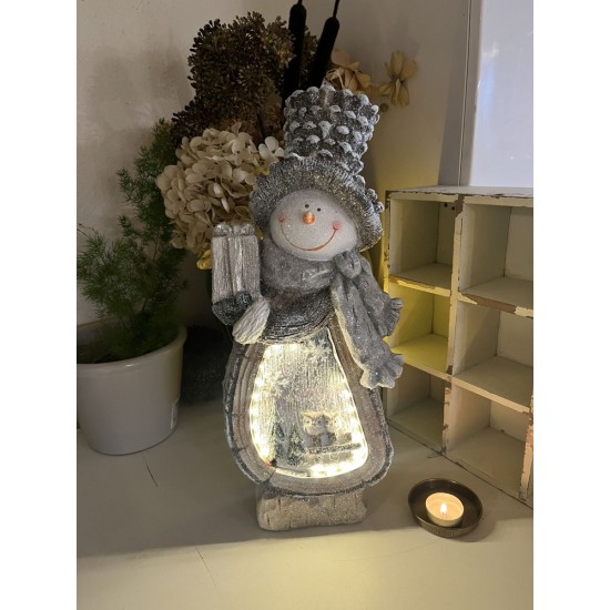 Meget stor julefigur Snemand med LED lys 45 cm