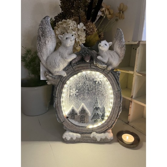 Meget stor julefigur med Egern lys 35 cm