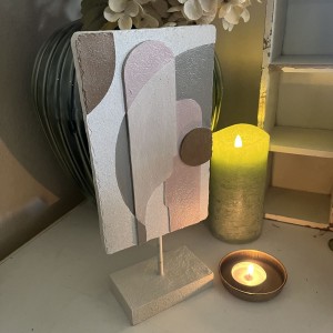 Skulptur rosa og grå 30 cm Skulptur rosa og grå 30 cm