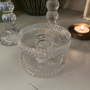 Lysestage klart glas - til kronelys eller bloklys H : 6 cm