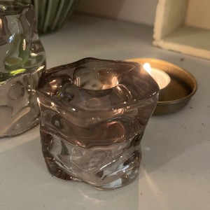 Lysestage brunt glas til kronelys H 5 cm