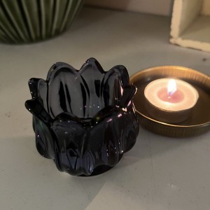 Fyrfadsstage i blåt glas 5 cm Fyrfadsstage i blåt glas 5 cm