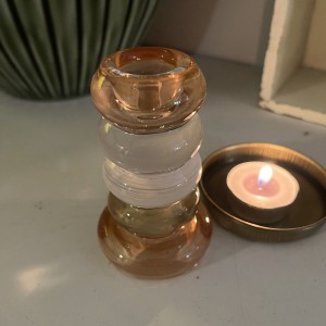 Lysestage til kronelys orange 10cm