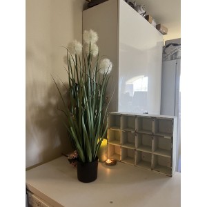 Stor kunstig busk med Allium hvid 70cm Stor kunstig busk med Allium hvid 70cm
