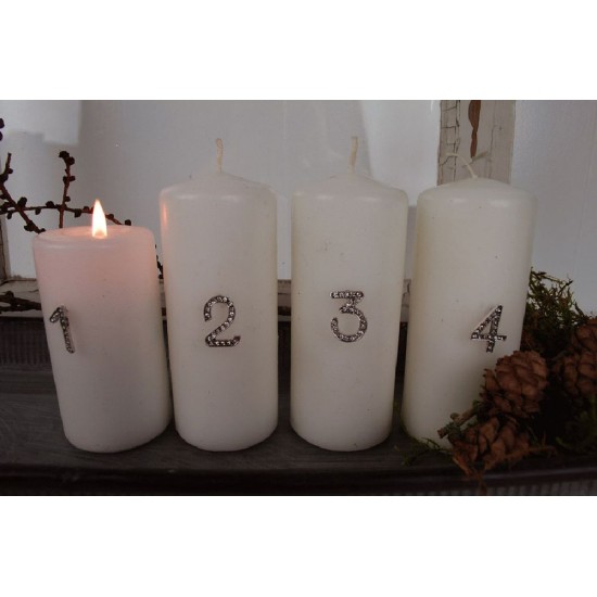 Adventstal 1-4 sølv med sten Adventstal 1-4 sølv med sten