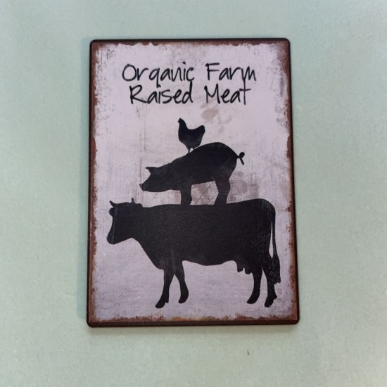 Magnet med dyr og tekst Organic Farm