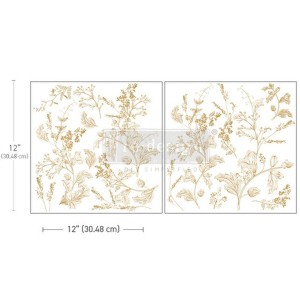 Decor Transfer blomster guldfarvet 30x53cm Dainty Blooms Decor Transfer blomster guldfarvet 30x53cm Dainty Blooms