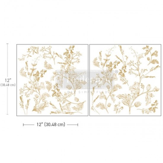 Decor Transfer blomster guldfarvet 30x53cm Dainty Blooms