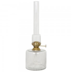 Olielampe klart glas med riller og messing 30 cm Olielampe klart glas med riller og messing 30 cm