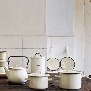 Kasserolle med håndtag Hvid Emalje Ø16cm