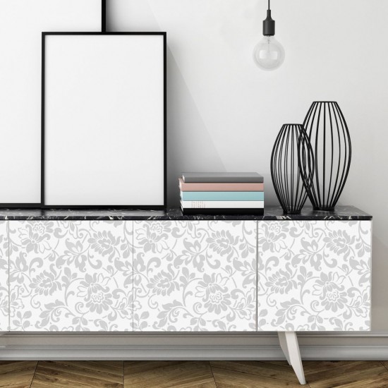 Folie Lenco deco heritage sølv mønster 45cmx2m Folie Lenco deco heritage sølv mønster 45cmx2m
