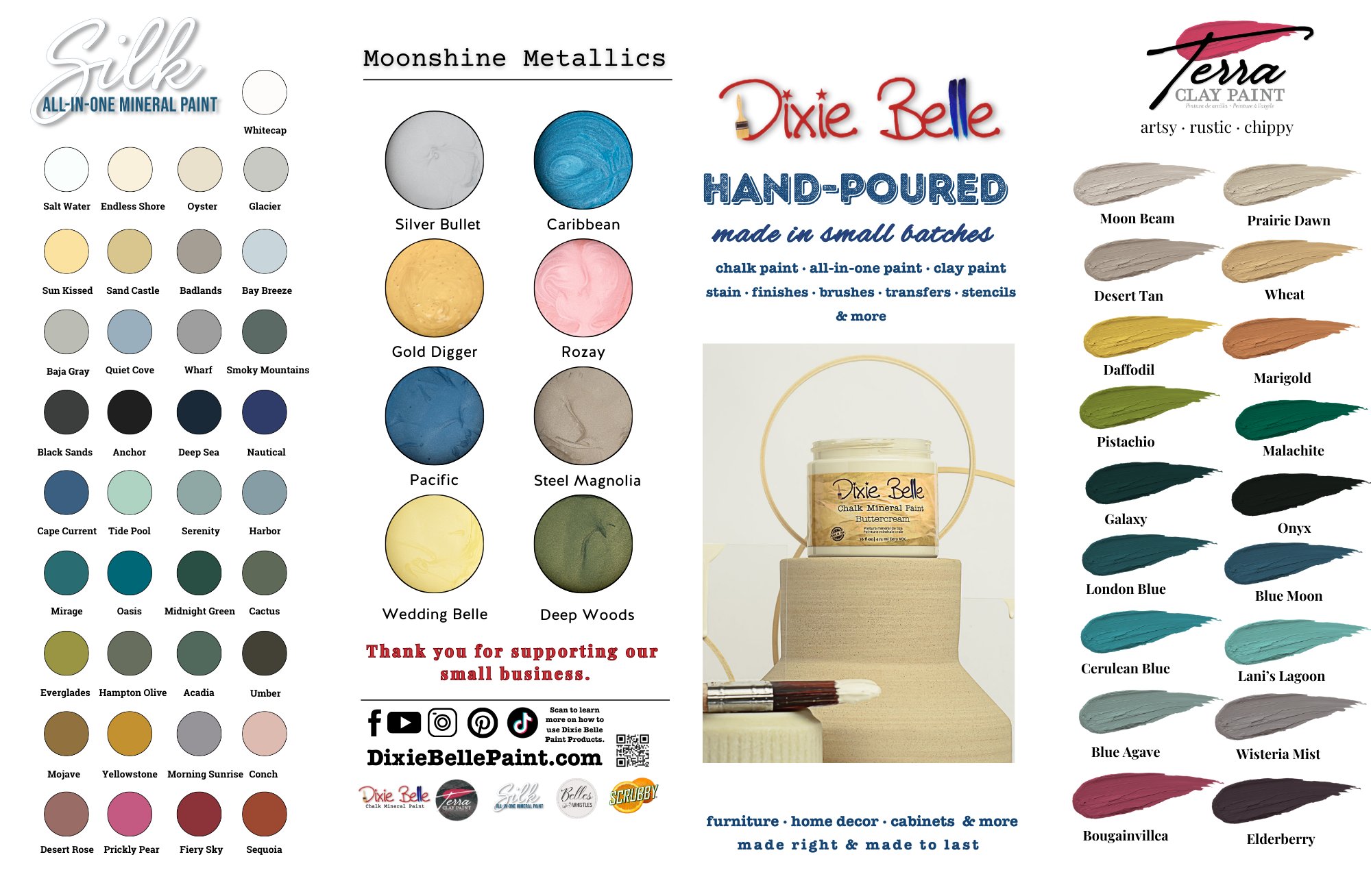 Gratis Online Farvekort over Dixie Belle Silk maling