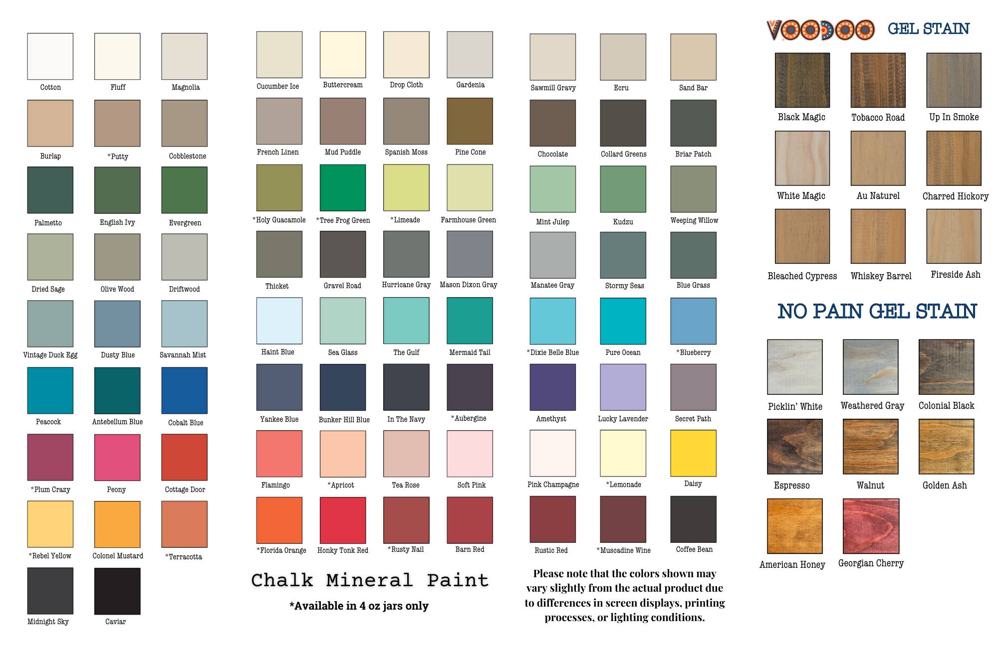Gratis Online Farvekort over Dixie Belle Silk maling